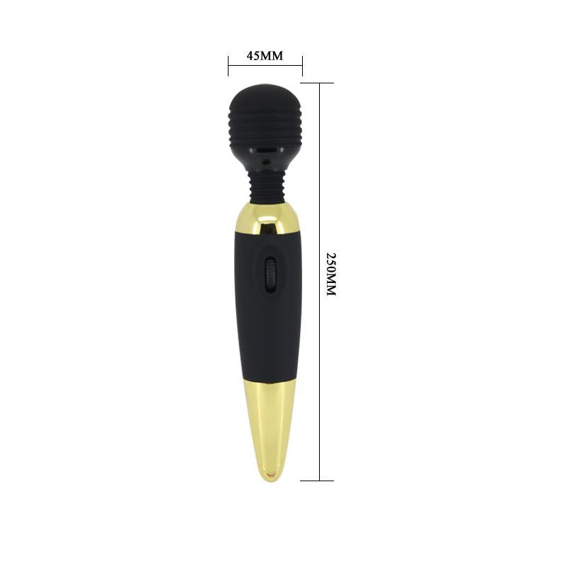 Masajeador Pretty Love Power Wand Negro y Dorado PILA - PRETTYLOVE