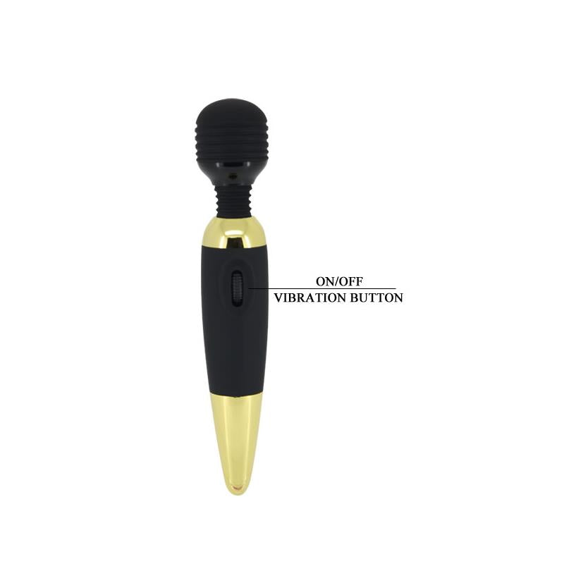 Masajeador Pretty Love Power Wand Negro y Dorado PILA - PRETTYLOVE