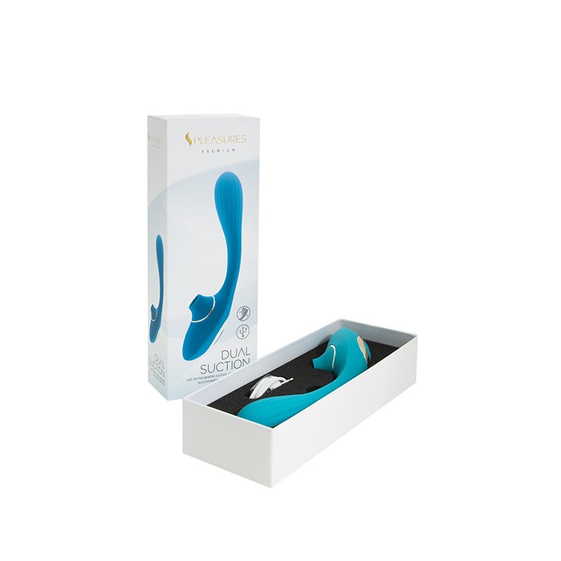 VIBRADOR 2 EN 1 SUCCIONADOR + VIBRADOR PREMIUM - PLEASURES