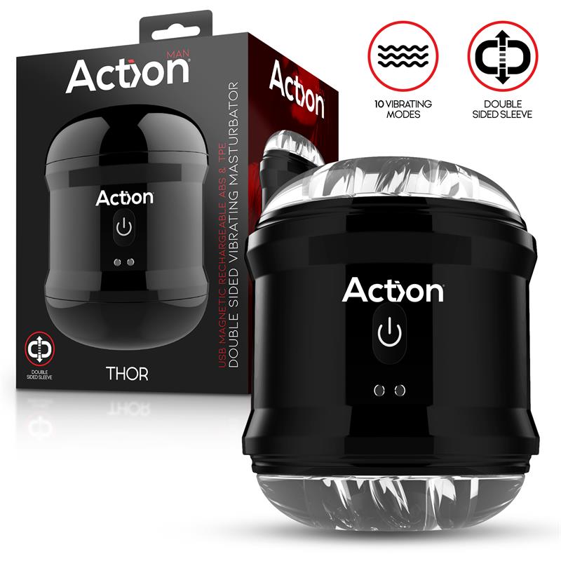 Masturbador Thor con Vibración Doble Orificio V16 - ACTION