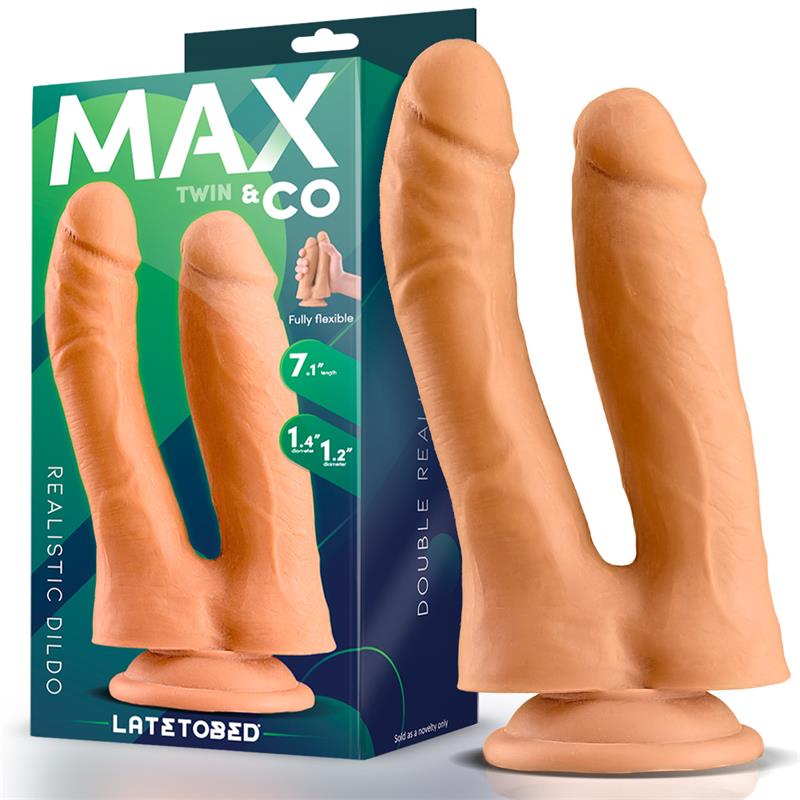 Dildo Twin Doble Realista 7.1" 18cm Natural - MAX & CO