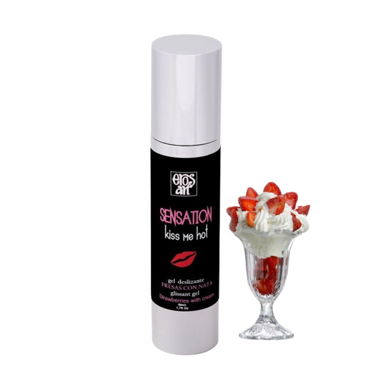 Lubricante Efecto Calor Fresas con Nata Kiss Me Hot
