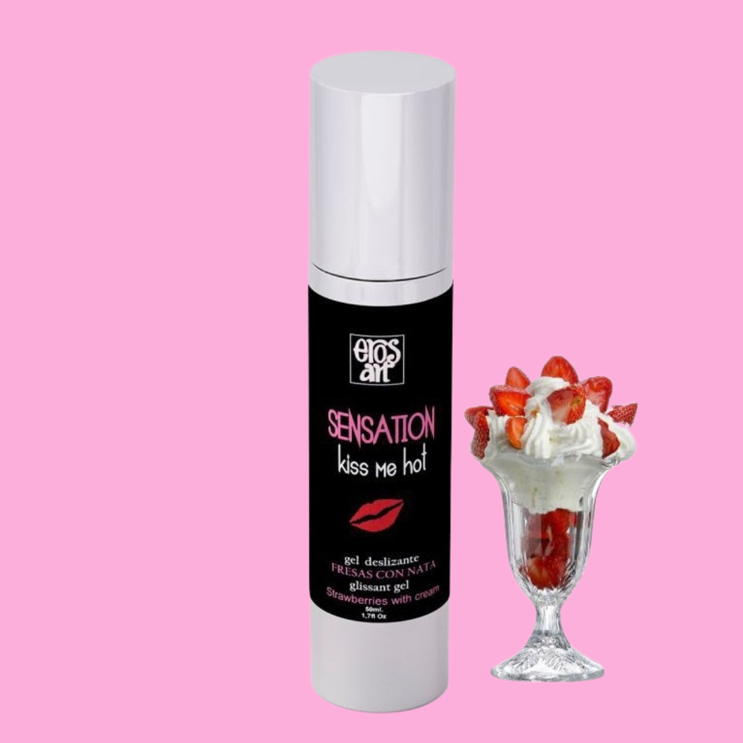 Lubricante Efecto Calor Fresas con Nata Kiss Me Hot