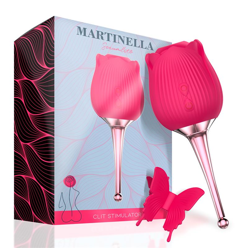 Bomba estimuladora de clitoris con vibrador rosa - MARTINELLA