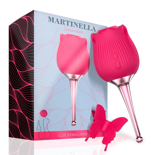 Bomba estimuladora de clitoris con vibrador rosa - MARTINELLA