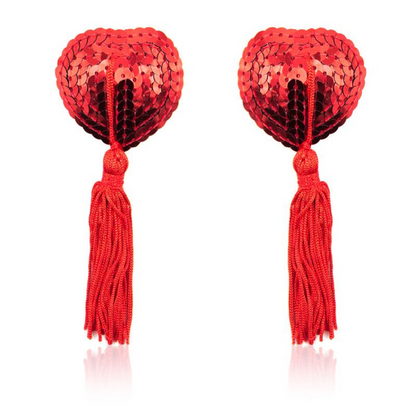 PEZONERAS FORMA CORAZÓN  LENTEJUELAS ROJAS