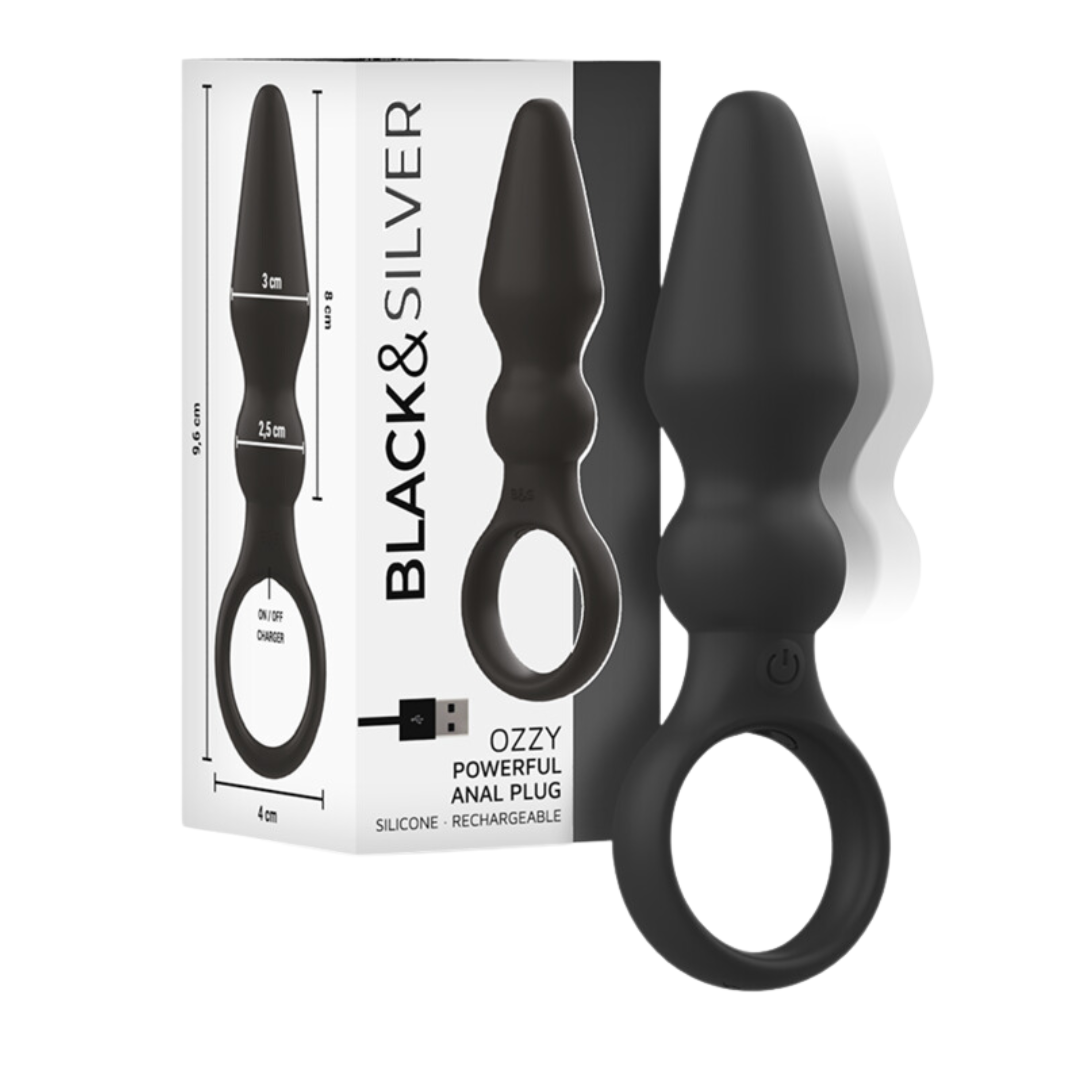 PLUG ANAL OZZY CON VIBRACIÓN - BLACK & SILVER