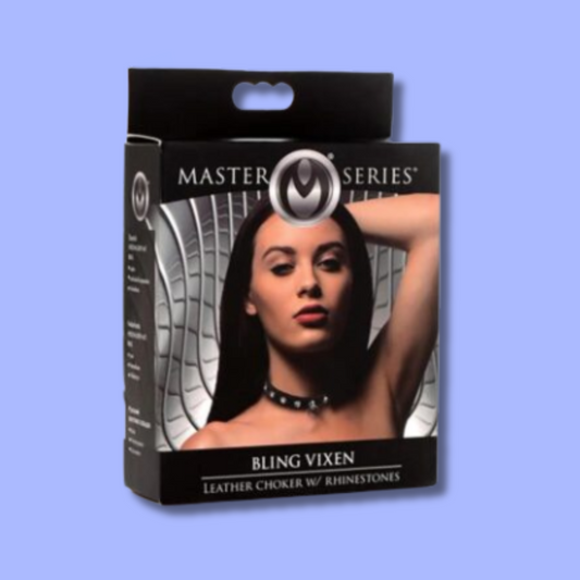 COLLAR SUMISION PODER CON PIRDRAS Y CUERO - MASTER SERIES