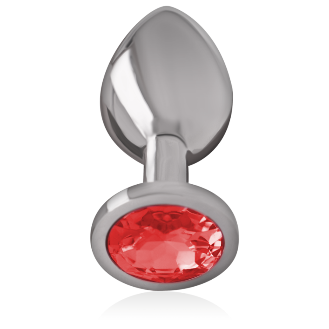 PLUG ANAL METAL ALUMINIO CON CRISTAL ROJO TALLA S / L  - INTENSE