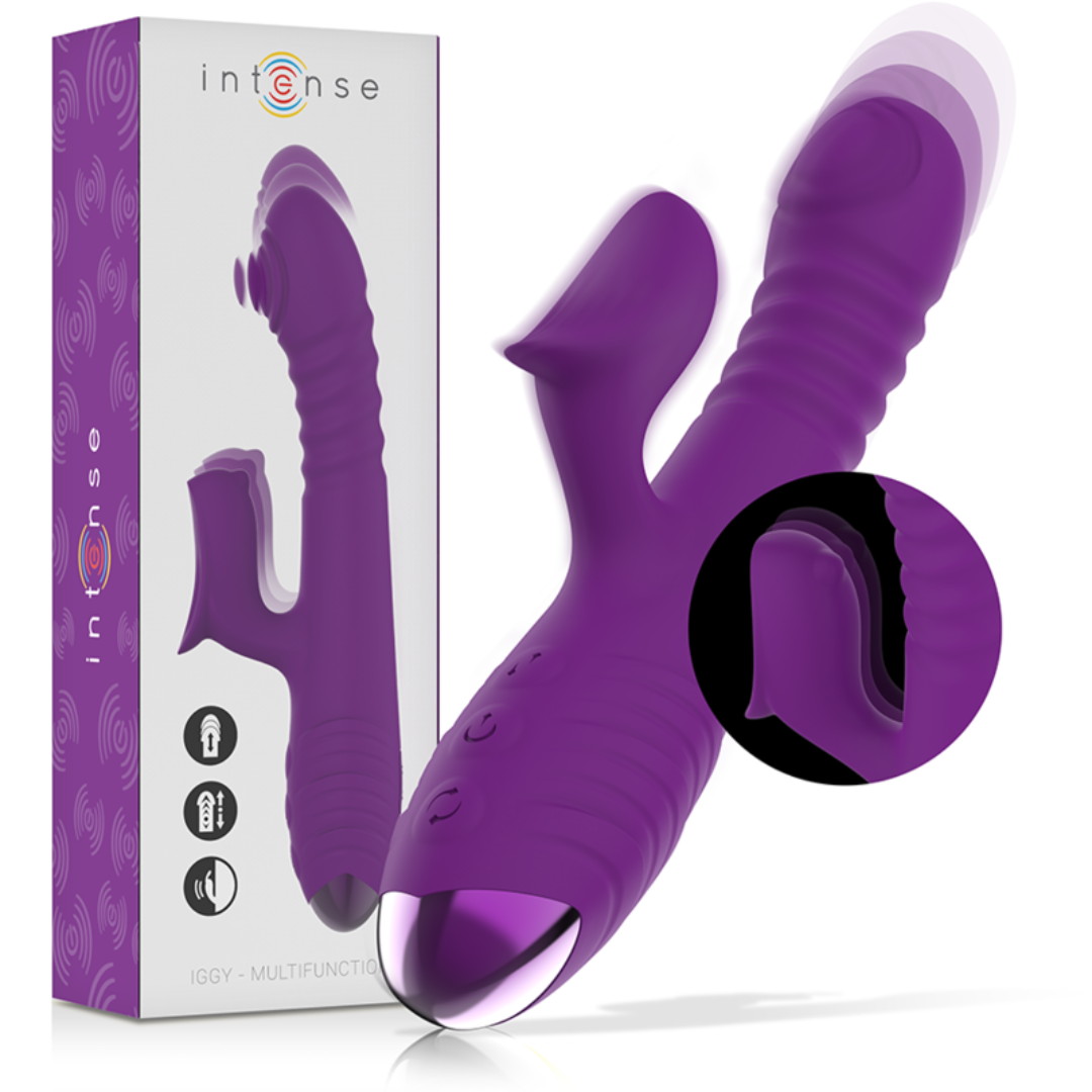 IGGY VIBRADOR MULTIFUNCIÓN RECARGABLE UP & DOWN CON ESTIMULADOR DE CLITORIS MORADO - INTENSE