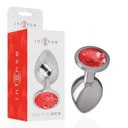 PLUG ANAL METAL CON CRISTAL ROJO TALLA M - INTENSE
