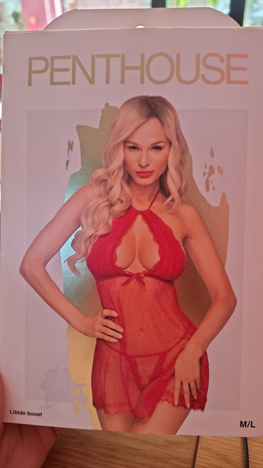 PENTHOUSE LIBIDO BOOST BABYDOLL ROJO TALLA M/L