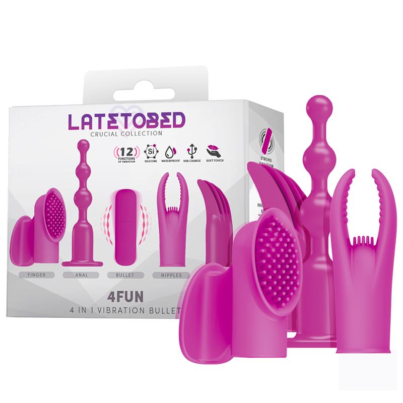 Bala Vibrador 4Fun y 4 Fundas USB Impermeable Silicona - LATETOBED