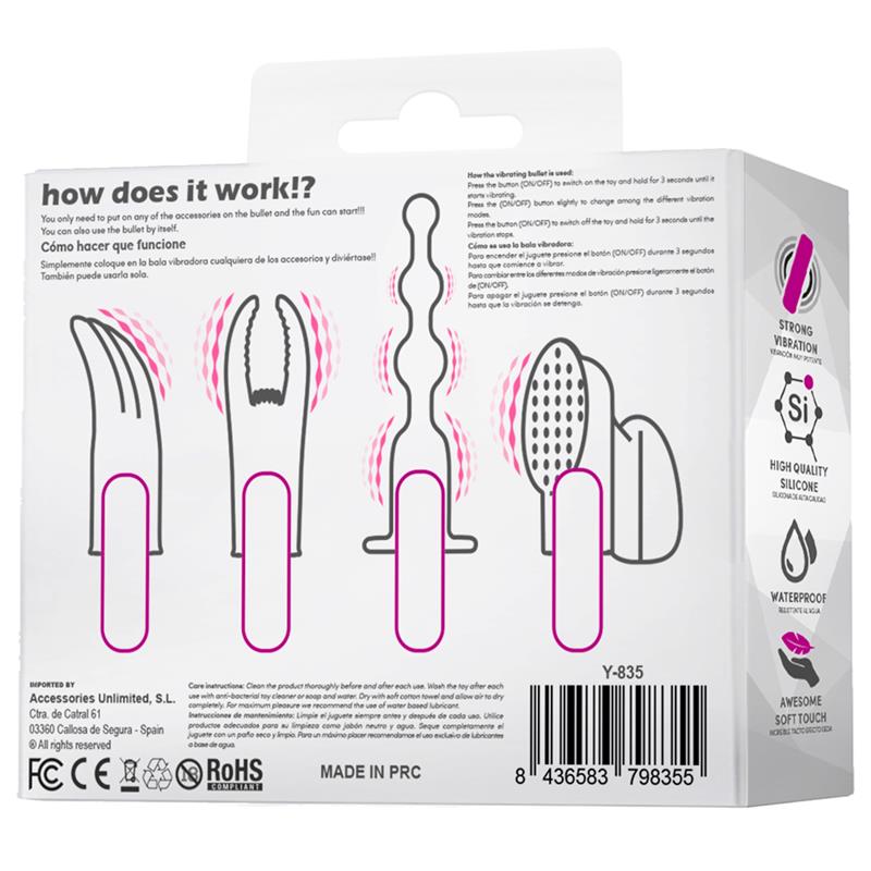 Bala Vibrador 4Fun y 4 Fundas USB Impermeable Silicona - LATETOBED