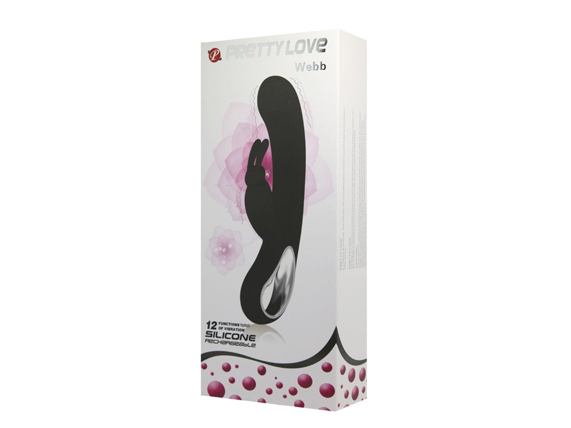 Vibrador con forma de conejo Webb Negro - PRETTY LOVE