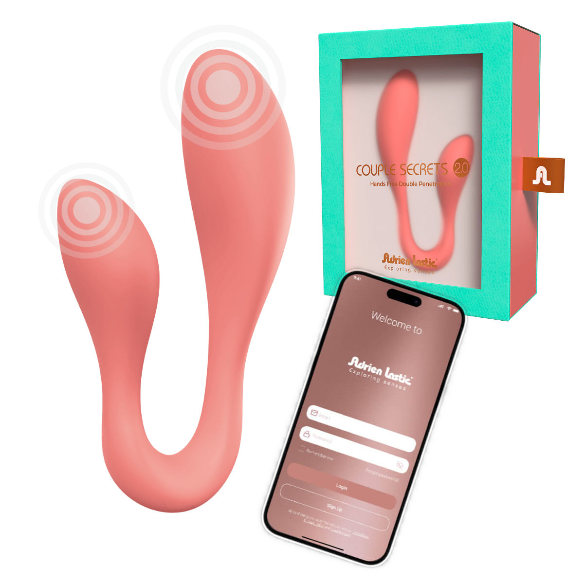 PINZA CON APP COUPLE SECRETS 2.0 DOBLE ESTIMULACION - ADRIEN LASTIC