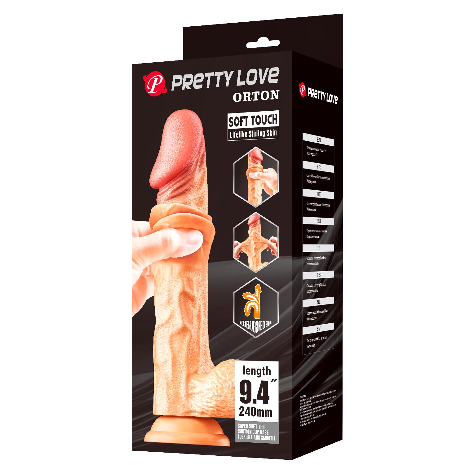 Dildo Orton Realista Piel Deslizante Retractil 24 cm -O- 5 cm - BAILE - PRETTY LOVE