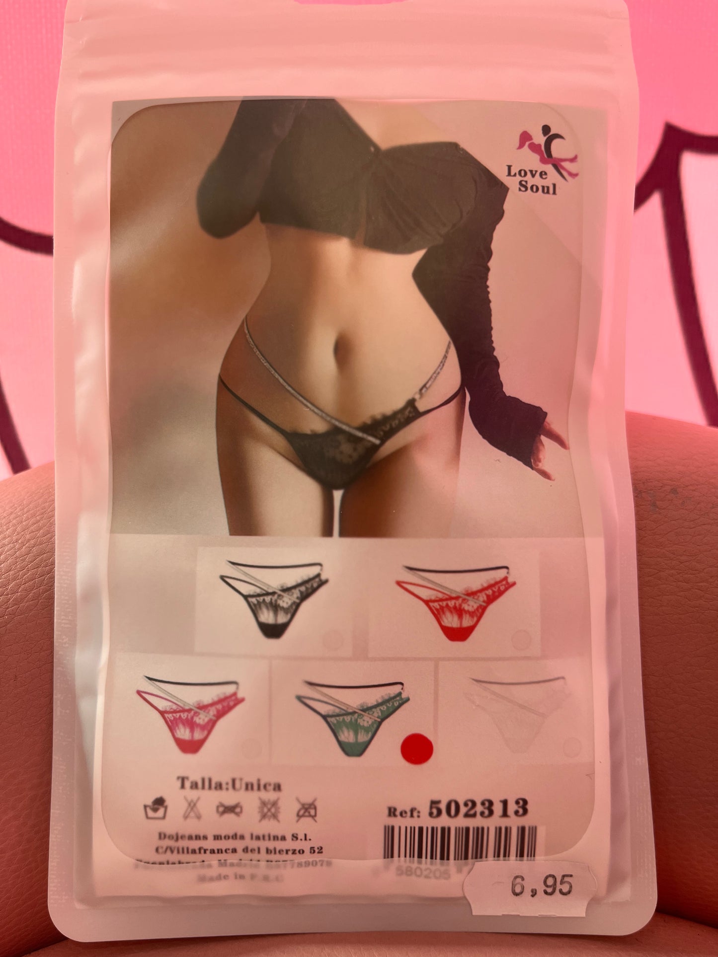 TANGA DE ENCAJE AZUL CELESTE Y PLATA TALLA UNICA - LOVE SOUL