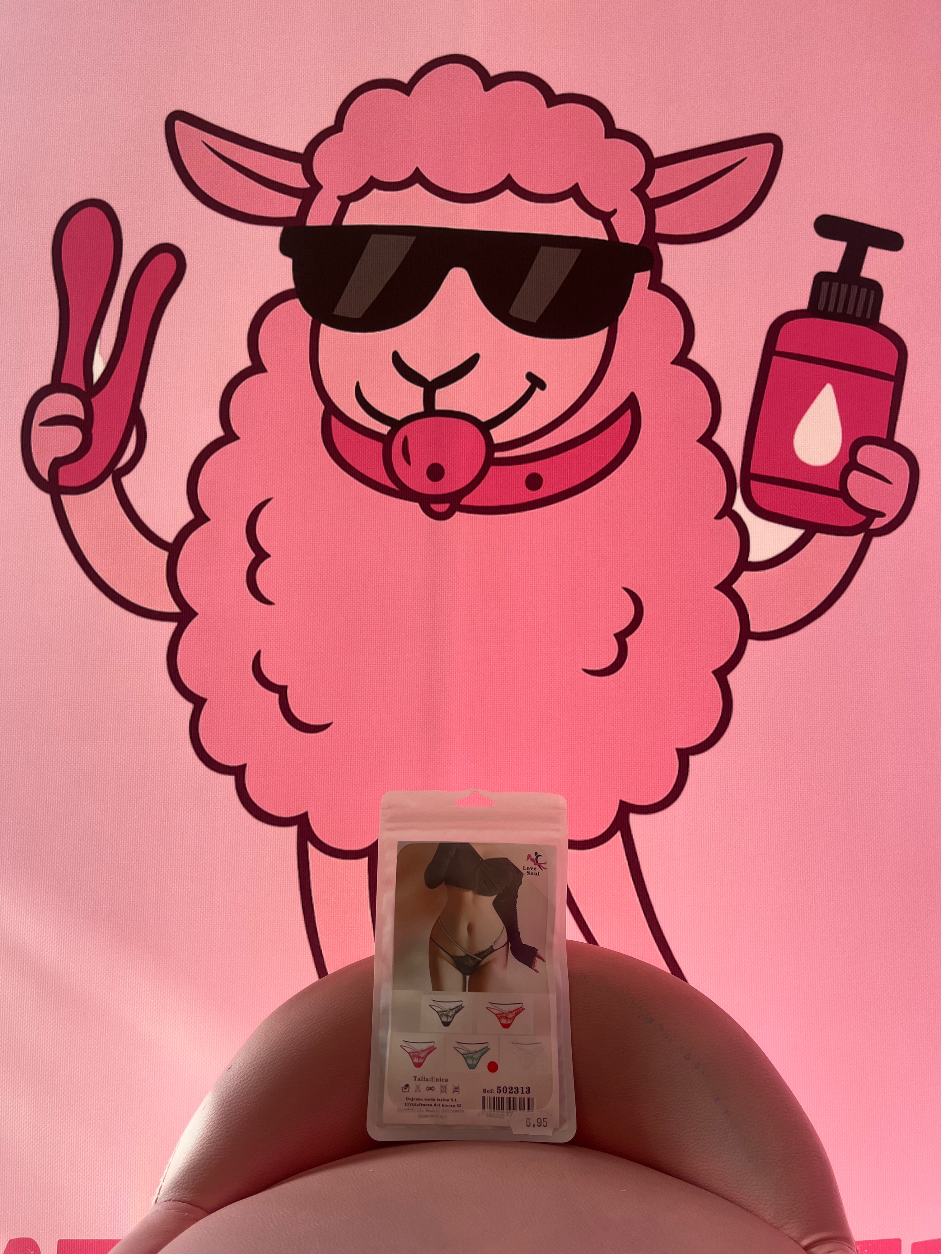 TANGA DE ENCAJE AZUL CELESTE Y PLATA TALLA UNICA - LOVE SOUL