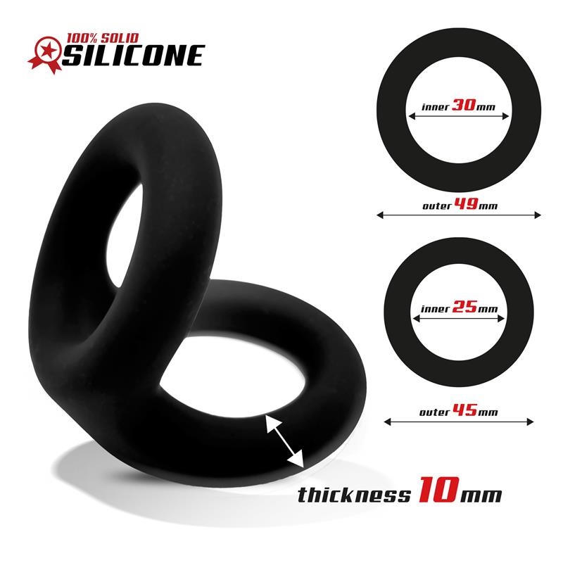 ANILLO DOBLE PARA EL PENE Y TESTICULOS SILICONA SOLIDA 2.5 / 3 CM - BEAST RINGS