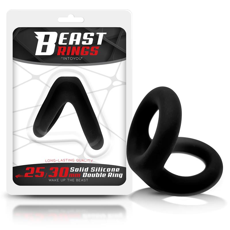 ANILLO DOBLE PARA EL PENE Y TESTICULOS SILICONA SOLIDA 2.5 / 3 CM - BEAST RINGS