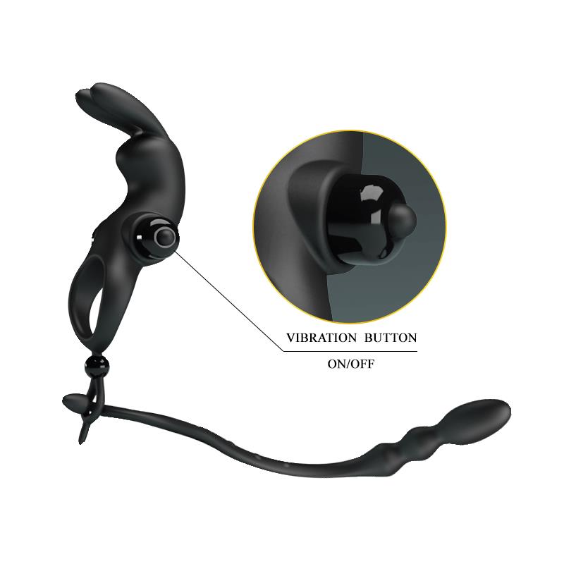 Anillo Vibrador con Cadena Anal Desmontable - PRETTYLOVE