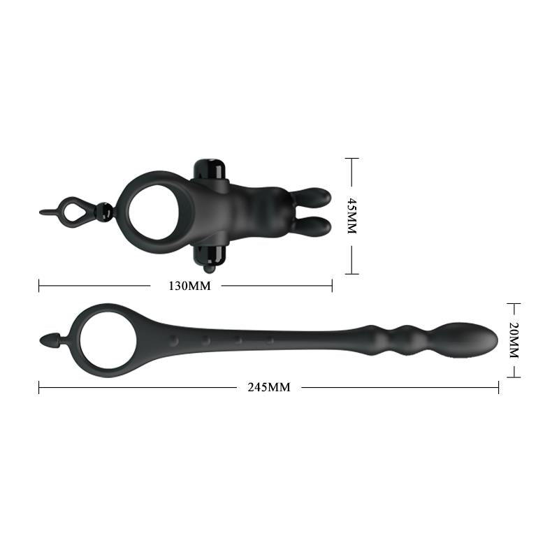 Anillo Vibrador con Cadena Anal Desmontable - PRETTYLOVE