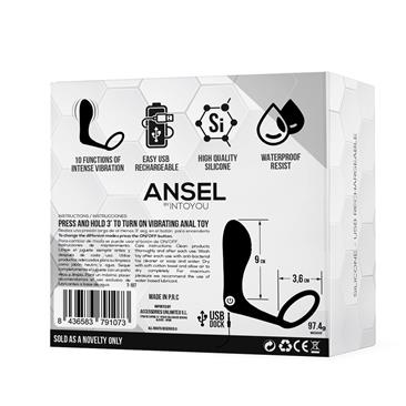 Ansel Plug Anal con Vibración y Anillo USB Silicona - tardenoche -