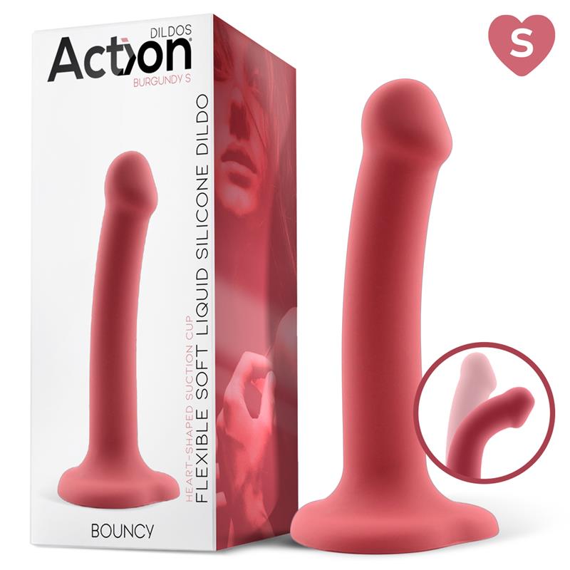 Dildo Bouncy Silicona Líquida Hiper Flexible 15cm Insertable. 2,9cm Diámetro Talla S. Púrpura / Burdeos - ACTION