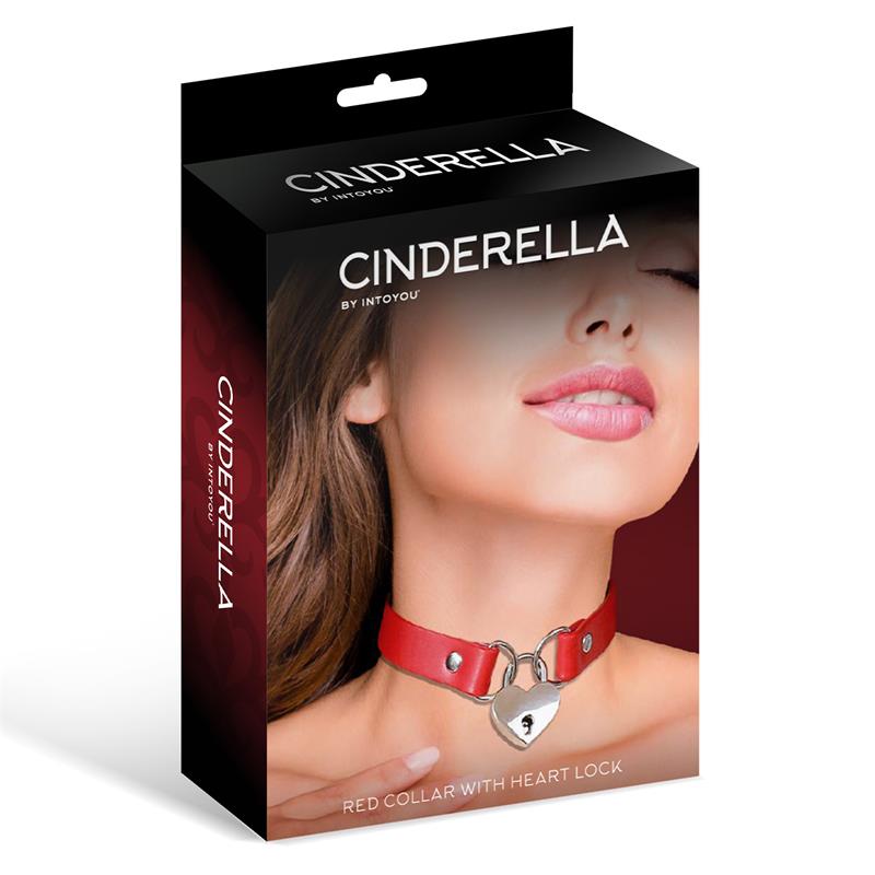 Collar con Candado de Corazón Cuero Vegano Talla Única Rojo / Negro - CINDERELLA