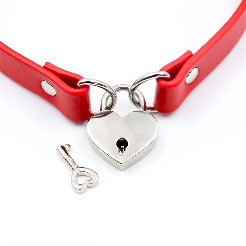 Collar con Candado de Corazón Cuero Vegano Talla Única Rojo / Negro - CINDERELLA