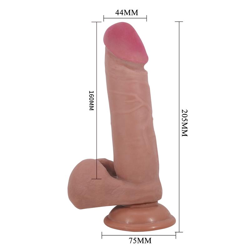 DILDO SLIDING SKIN SERIES REALÍSTICO CON VENTOSA PIEL DESLIZANTE MULATO 20.5 CM -O- 4,4 cm - BAILE - PRETTY LOVE