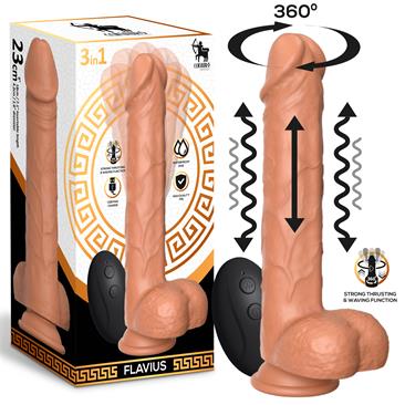 Dildo con Vibración, Thrusting y Waving 360º 9" - 23 cm - CENTAURO Flavius