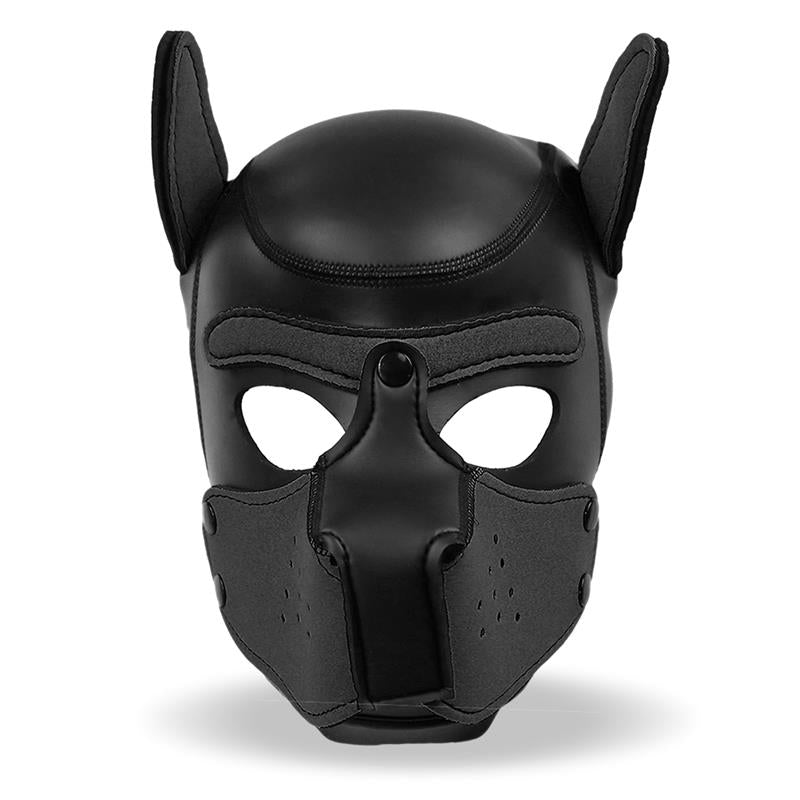 Máscara Hound de Perro Neopreno Hocico Extraíble Negro / Negro-Rojo / Negro-Amarillo / Negro-Blanco. Talla Única