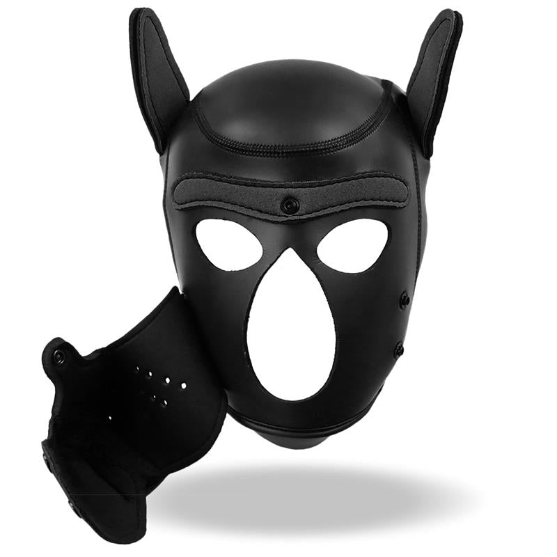 Máscara Hound de Perro Neopreno Hocico Extraíble Negro / Negro-Rojo / Negro-Amarillo / Negro-Blanco. Talla Única