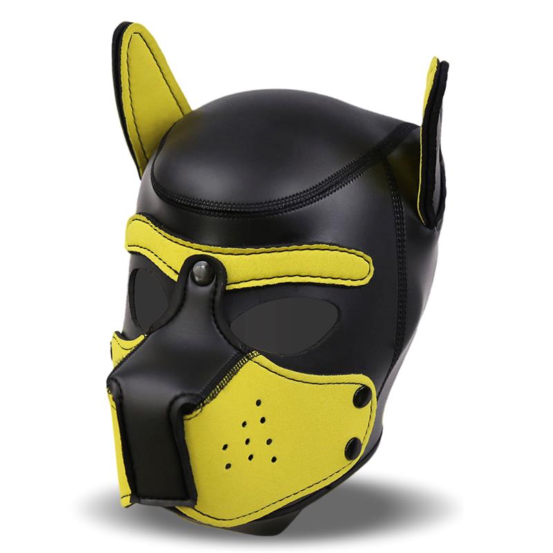 Máscara Hound de Perro Neopreno Hocico Extraíble Negro / Negro-Rojo / Negro-Amarillo / Negro-Blanco. Talla Única