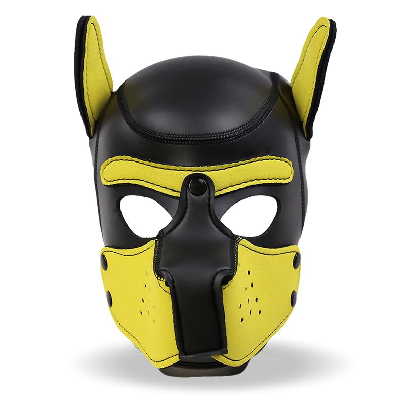 Máscara Hound de Perro Neopreno Hocico Extraíble Negro / Negro-Rojo / Negro-Amarillo / Negro-Blanco. Talla Única