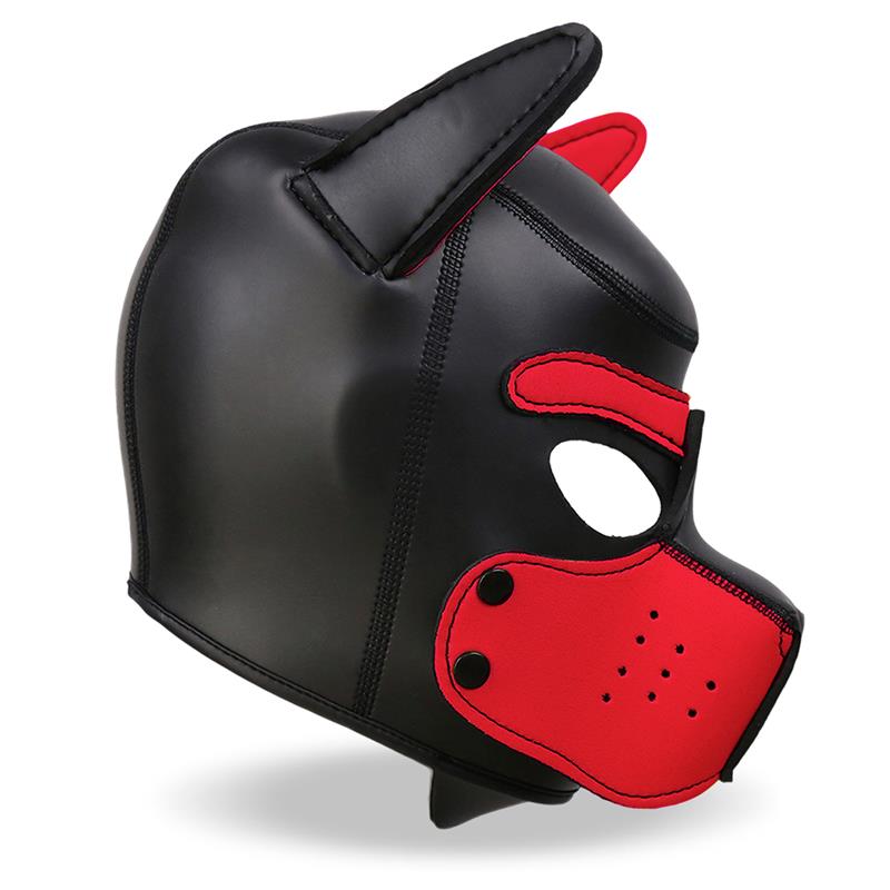 Máscara Hound de Perro Neopreno Hocico Extraíble Negro / Negro-Rojo / Negro-Amarillo / Negro-Blanco. Talla Única