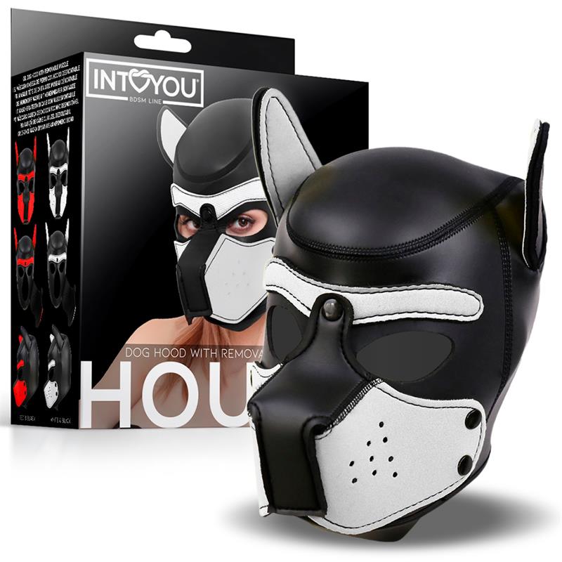 Máscara Hound de Perro Neopreno Hocico Extraíble Negro / Negro-Rojo / Negro-Amarillo / Negro-Blanco. Talla Única