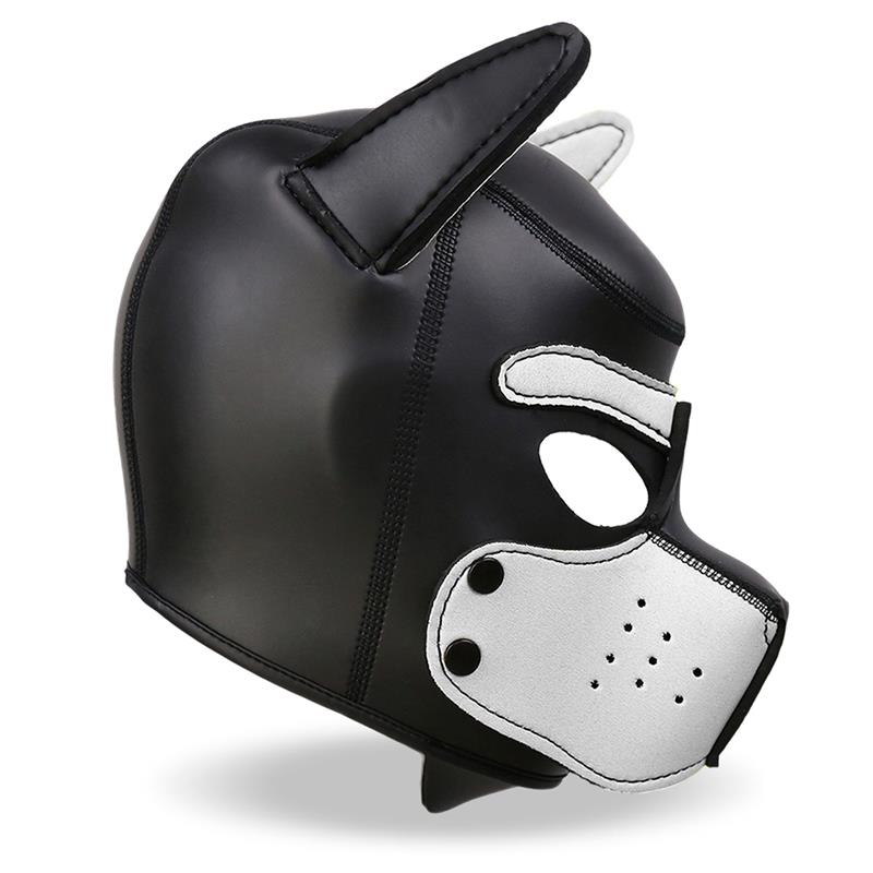 Máscara Hound de Perro Neopreno Hocico Extraíble Negro / Negro-Rojo / Negro-Amarillo / Negro-Blanco. Talla Única