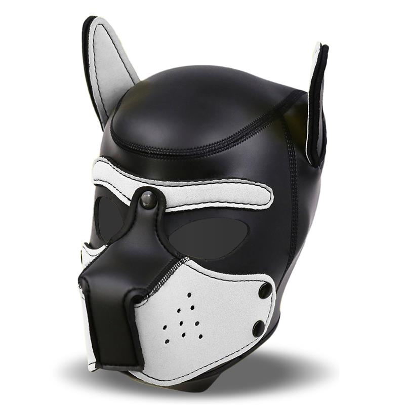 Máscara Hound de Perro Neopreno Hocico Extraíble Negro / Negro-Rojo / Negro-Amarillo / Negro-Blanco. Talla Única