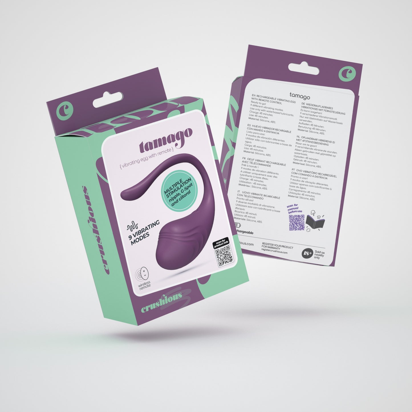 HUEVO VIBRADOR RECARGABLE CON MANDO A DISTANCIA TAMAGO MORADO - CRUSHIOUS