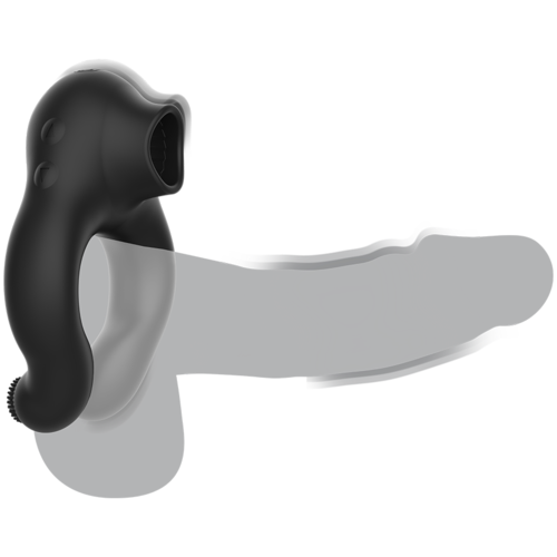 ANILLO VIBRADOR SILICONA 3 MOTORES RECARGABLE NEGRO - BLACK&SILVER