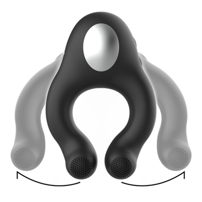 ANILLO VIBRADOR SILICONA 3 MOTORES RECARGABLE NEGRO - BLACK&SILVER