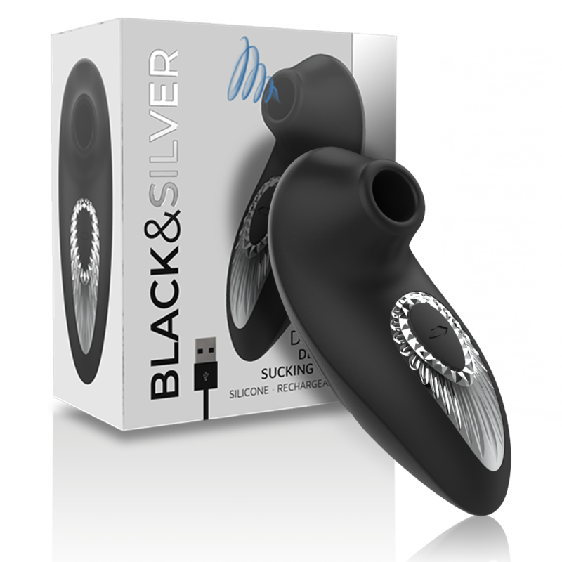 SUCCIONADOR DRAKE DELUXE SUCKING VIBE SILICONA RECARGABLE NEGRO - BLACK&SILVER