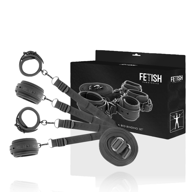 SET DE ESPOSAS Y ATADURAS CON FORRO DE NEOPRENO CAMA - FETISH SUBMISSIVE