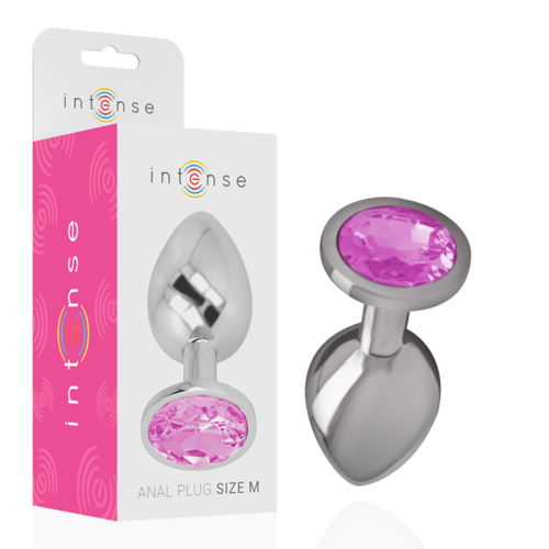 PLUG ANAL METAL CON CRISTAL ROSA TALLA M - INTENSE