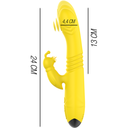 TOKY VIBRADOR MULTIFUNCIÓN RECARGABLE UP & DOWN CON ESTIMULADOR DE CLITORIS AMARILLO - INTENSE