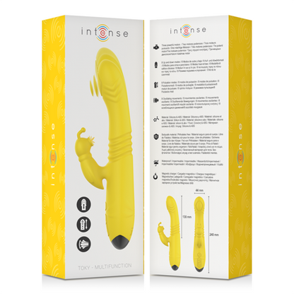 TOKY VIBRADOR MULTIFUNCIÓN RECARGABLE UP & DOWN CON ESTIMULADOR DE CLITORIS AMARILLO - INTENSE