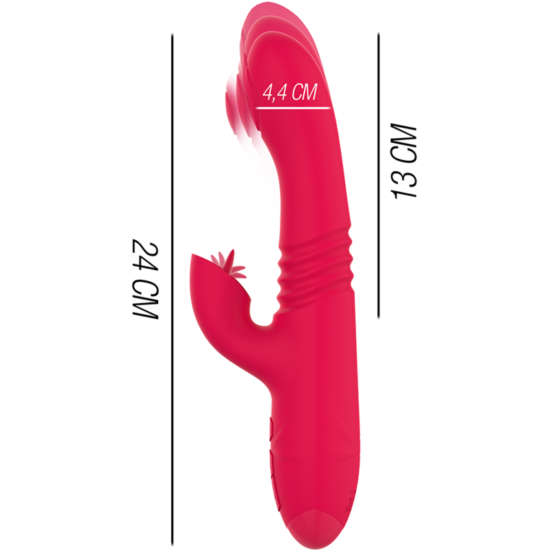 VIBRADOR DUA MULTIFUNCIÓN RECARGABLE UP & DOWN CON LENGUA ROJO - INTENSE